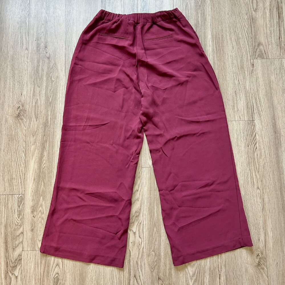 Boden Wide Leg Pull On Pants in Burgundy Size 12R - Picture 9 of 11